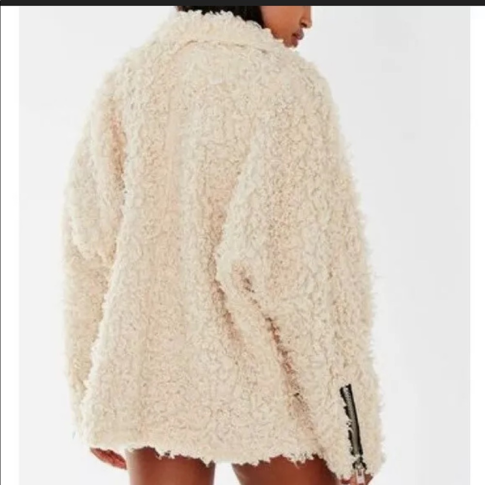 SOLD LOWERED Unif X UO furry Moto jacket ivory - Picture 2 of 5